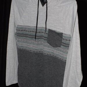 The Streaky Brooklyn Cloth L Large boys gray blue large stripes pullover hoodie